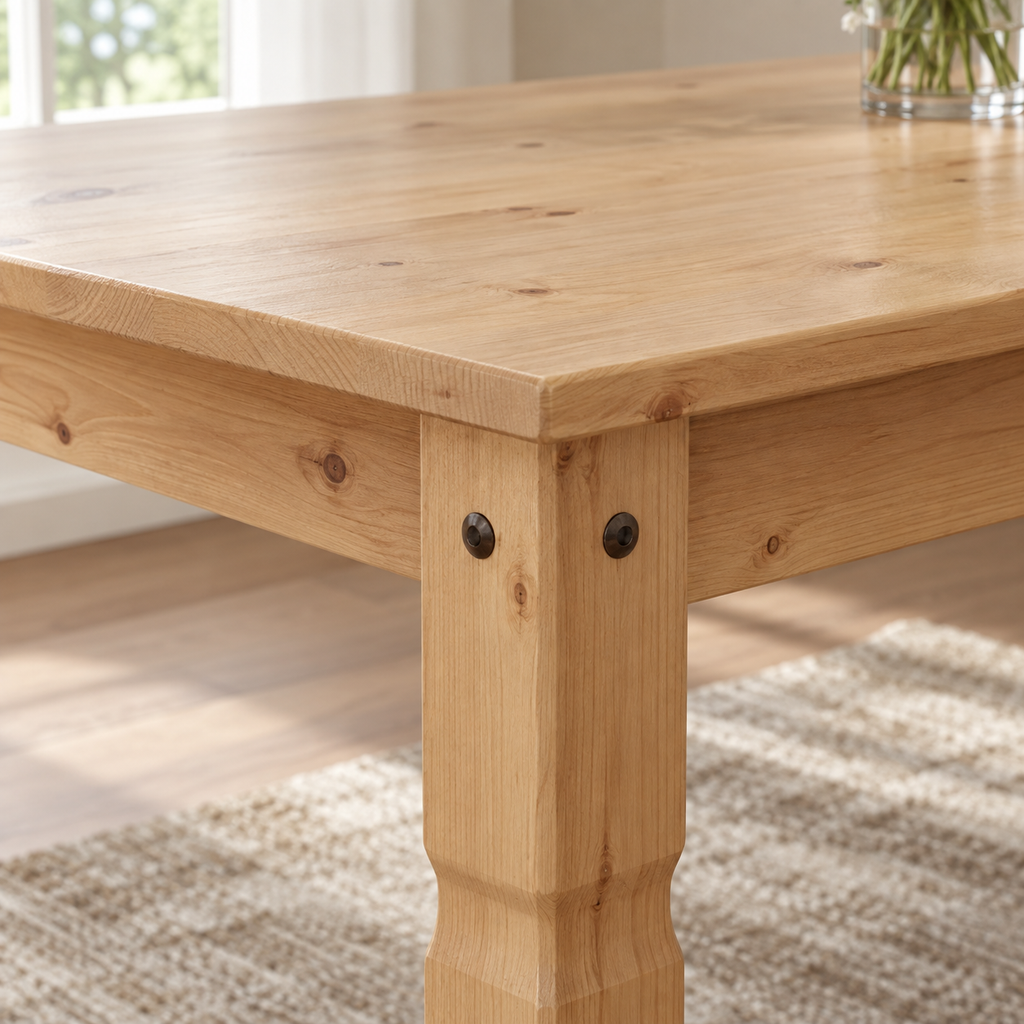 Table à manger Sylvain 180 cm — pin massif – détail de la finition
