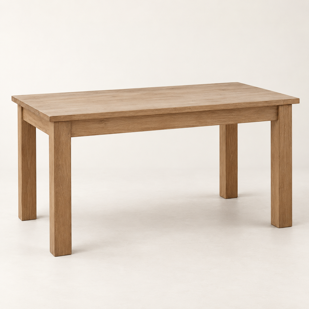 Table à manger en acajou massif 120 cm vue trois-quarts