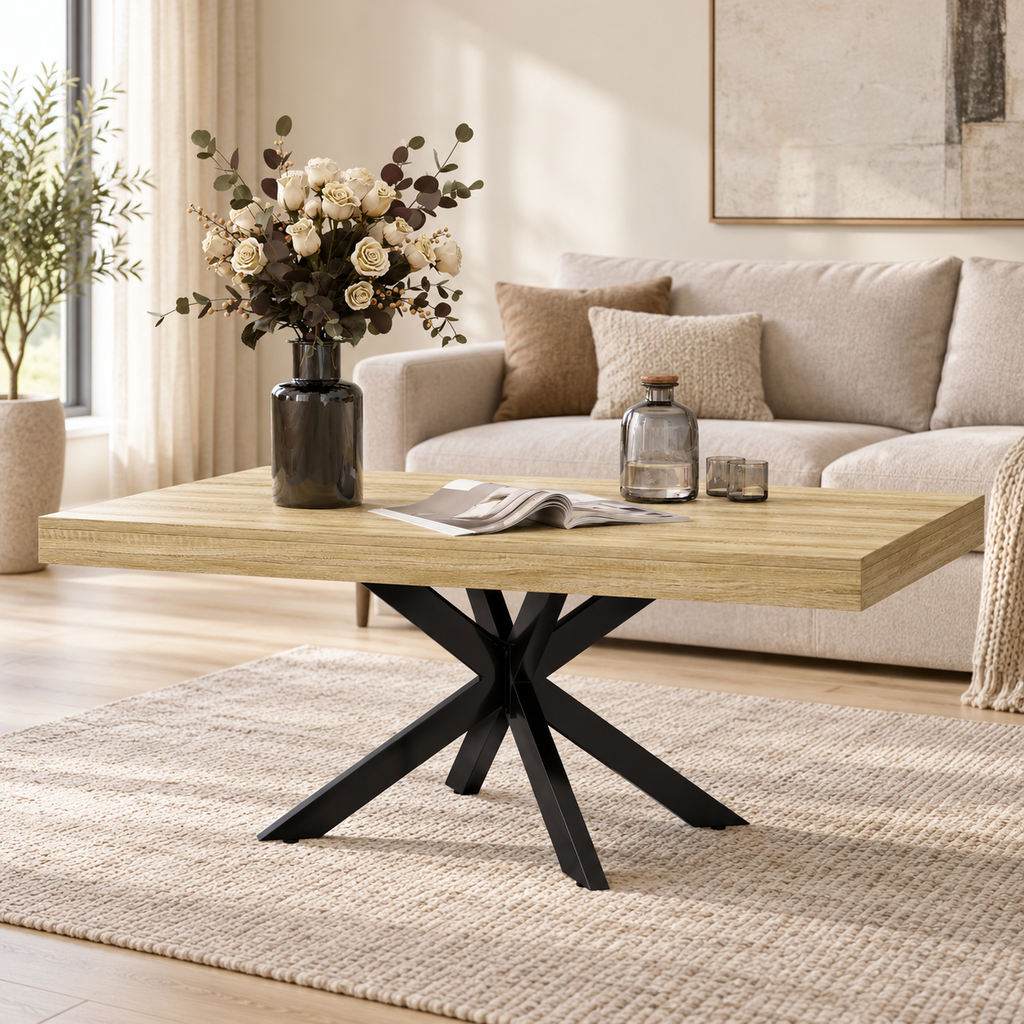 Table basse Forgeat 110 cm dans un salon contemporain lumineux