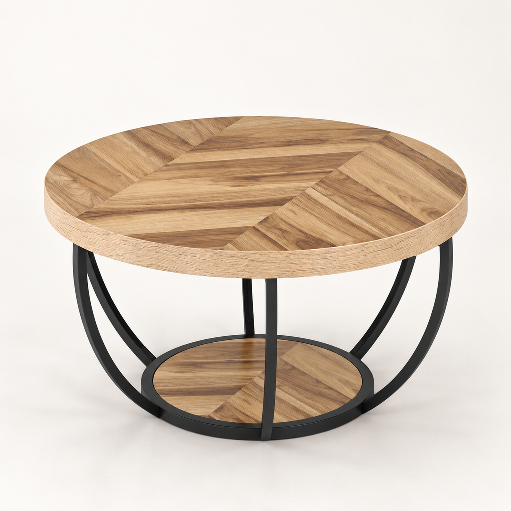 Table basse ronde Duo 81 cm vue trois-quarts
