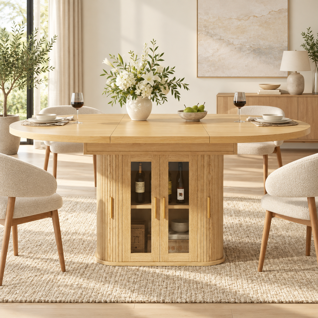 Table ovale extensible Cellier dans une salle à manger contemporaine