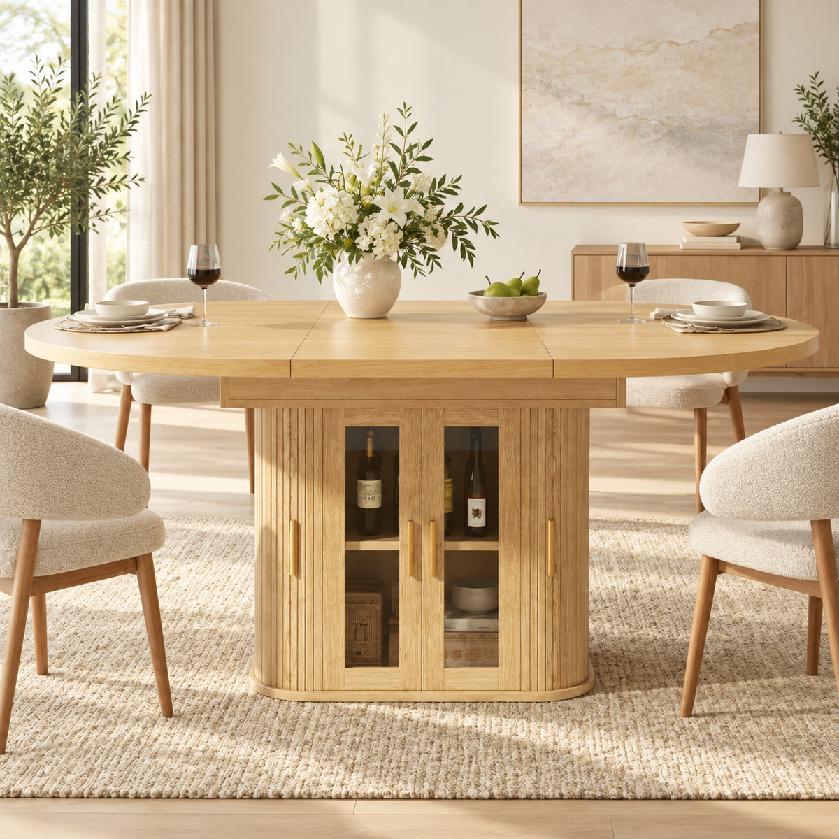 Table ovale extensible Cellier dans une salle à manger contemporaine