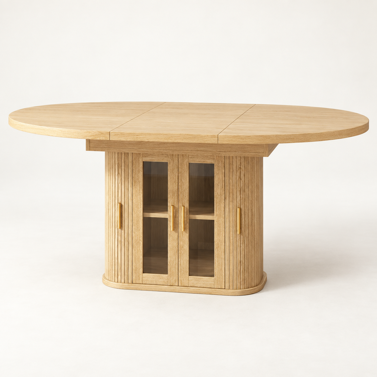 Table ovale extensible Cellier 160 cm chêne clair vue trois-quarts