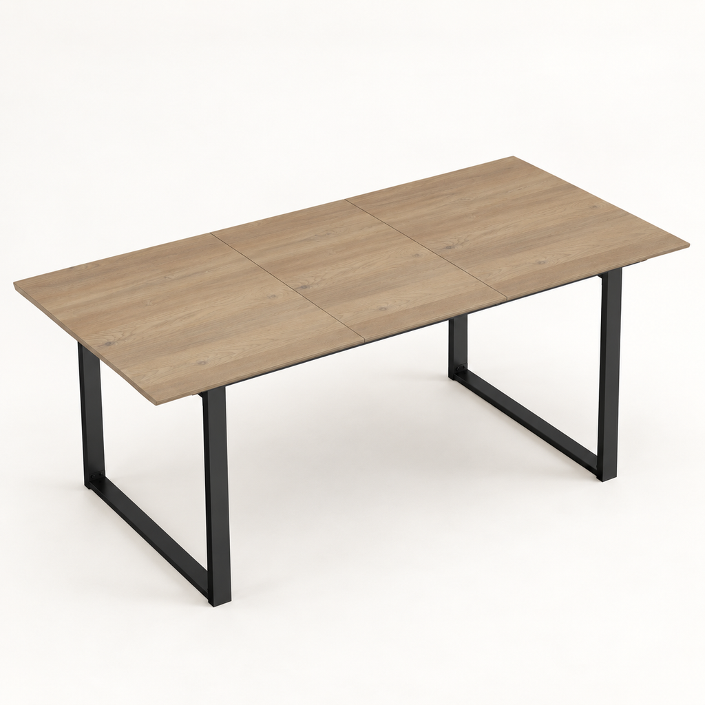 Table extensible Saumur effet chêne 180 cm vue trois-quarts