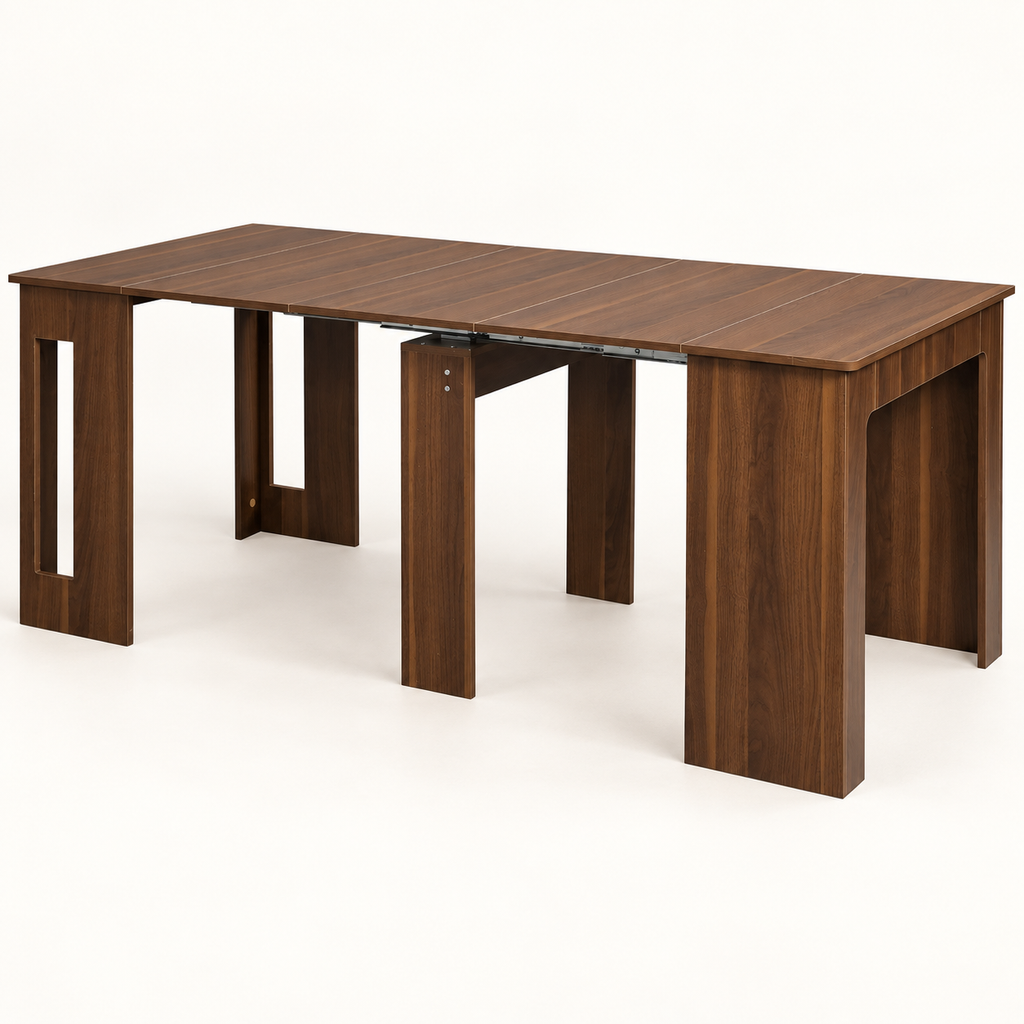 Table extensible Studio 180 cm décor noyer vue trois-quarts