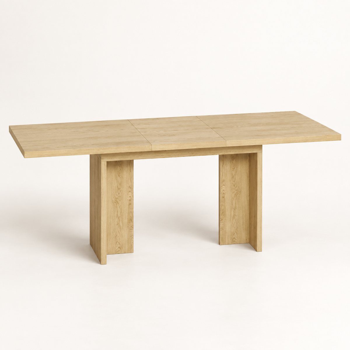 Table extensible Panneau effet chêne clair 180 cm vue trois-quarts