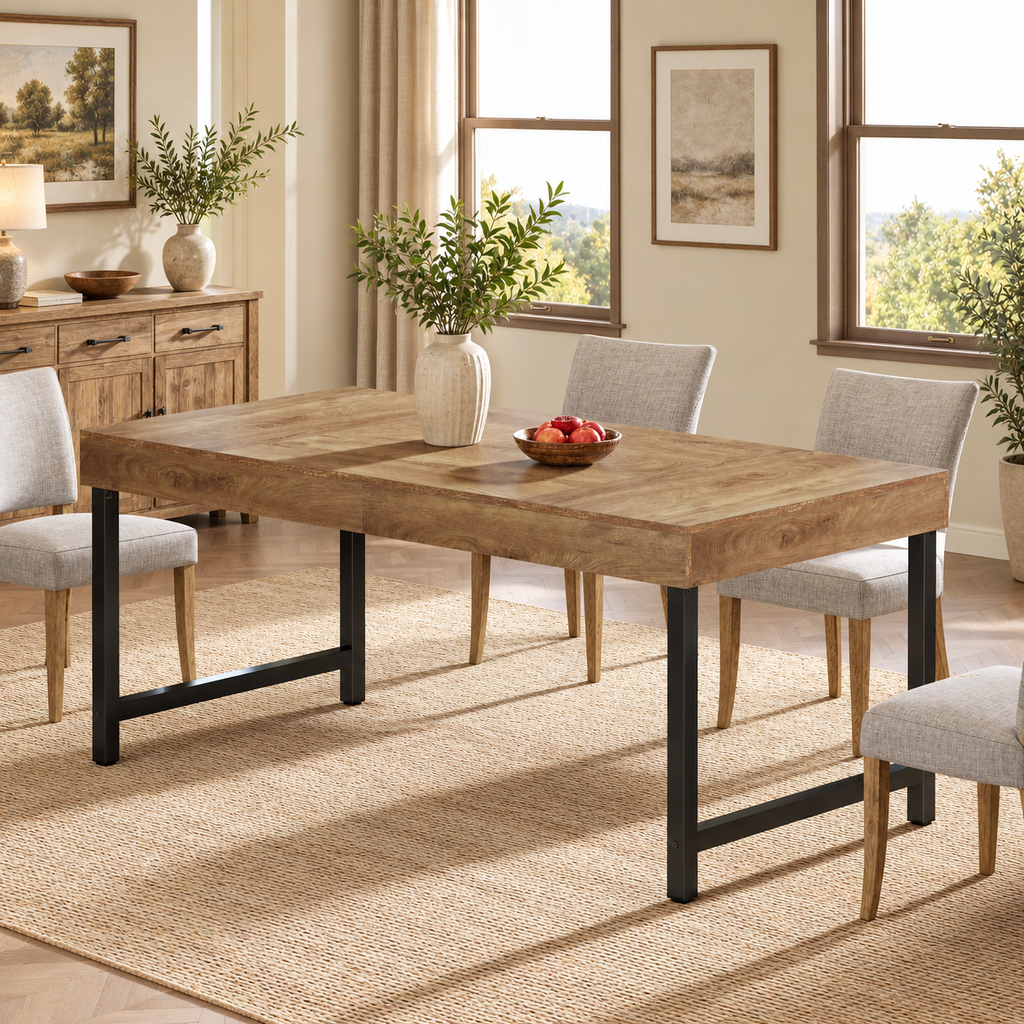 Table industrielle Grange dans une salle à manger contemporaine