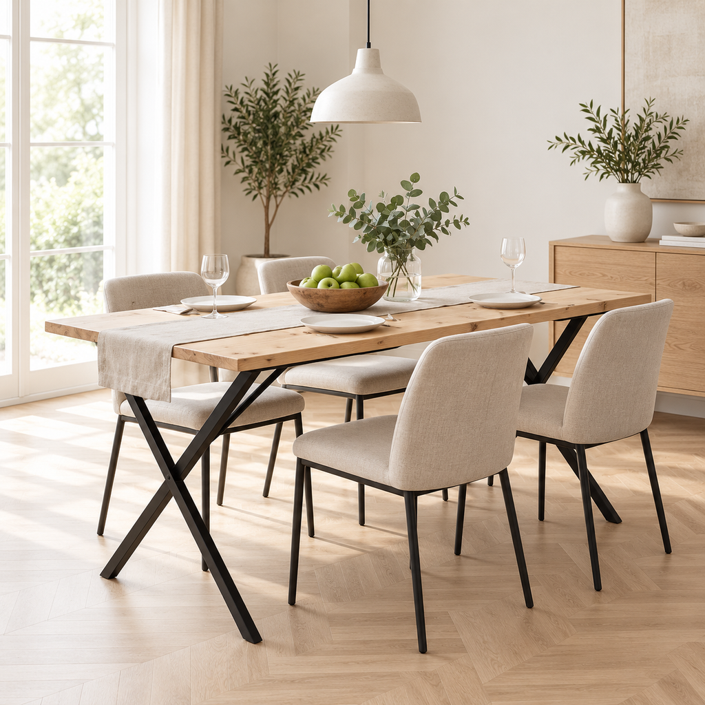 Table industrielle Forgeat dans une salle à manger contemporaine