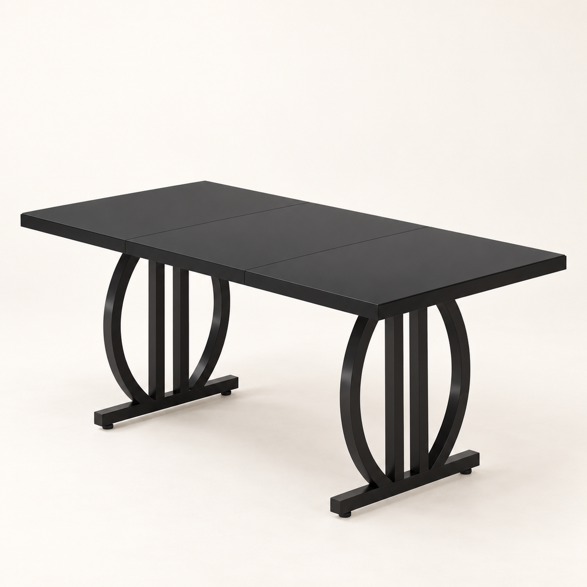 Table industrielle Forge noire 160 cm vue trois-quarts