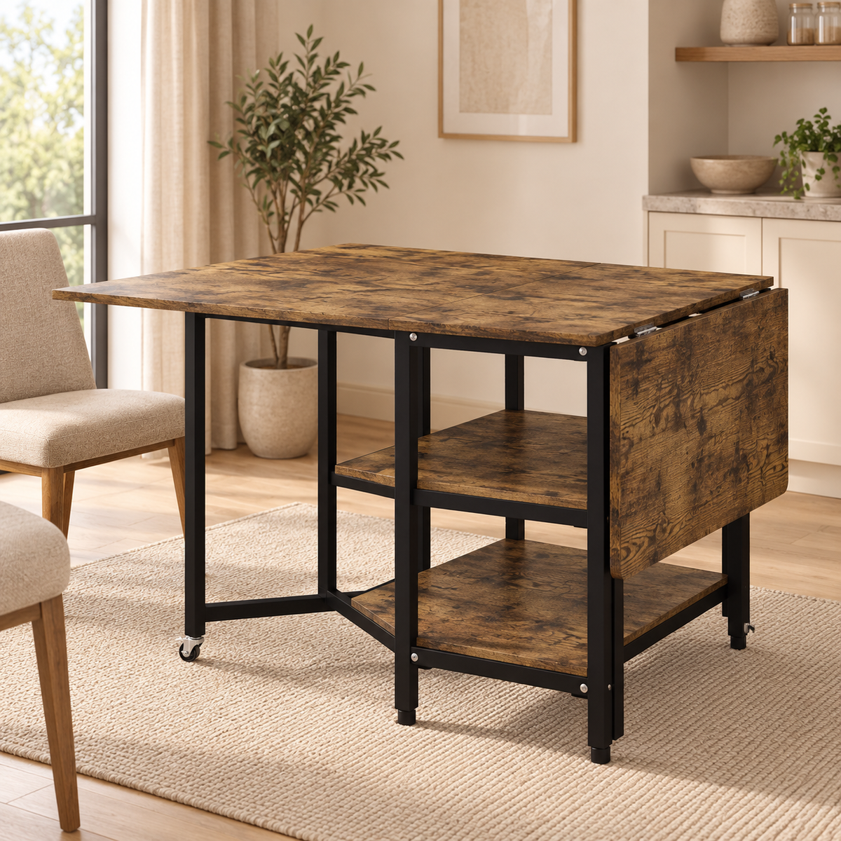 Table pliante industrielle avec un abattant replié