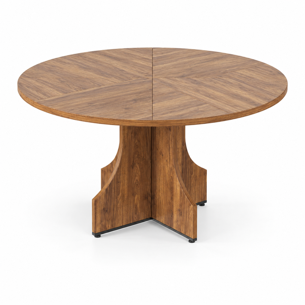Table ronde miel dans une salle à manger contemporaine