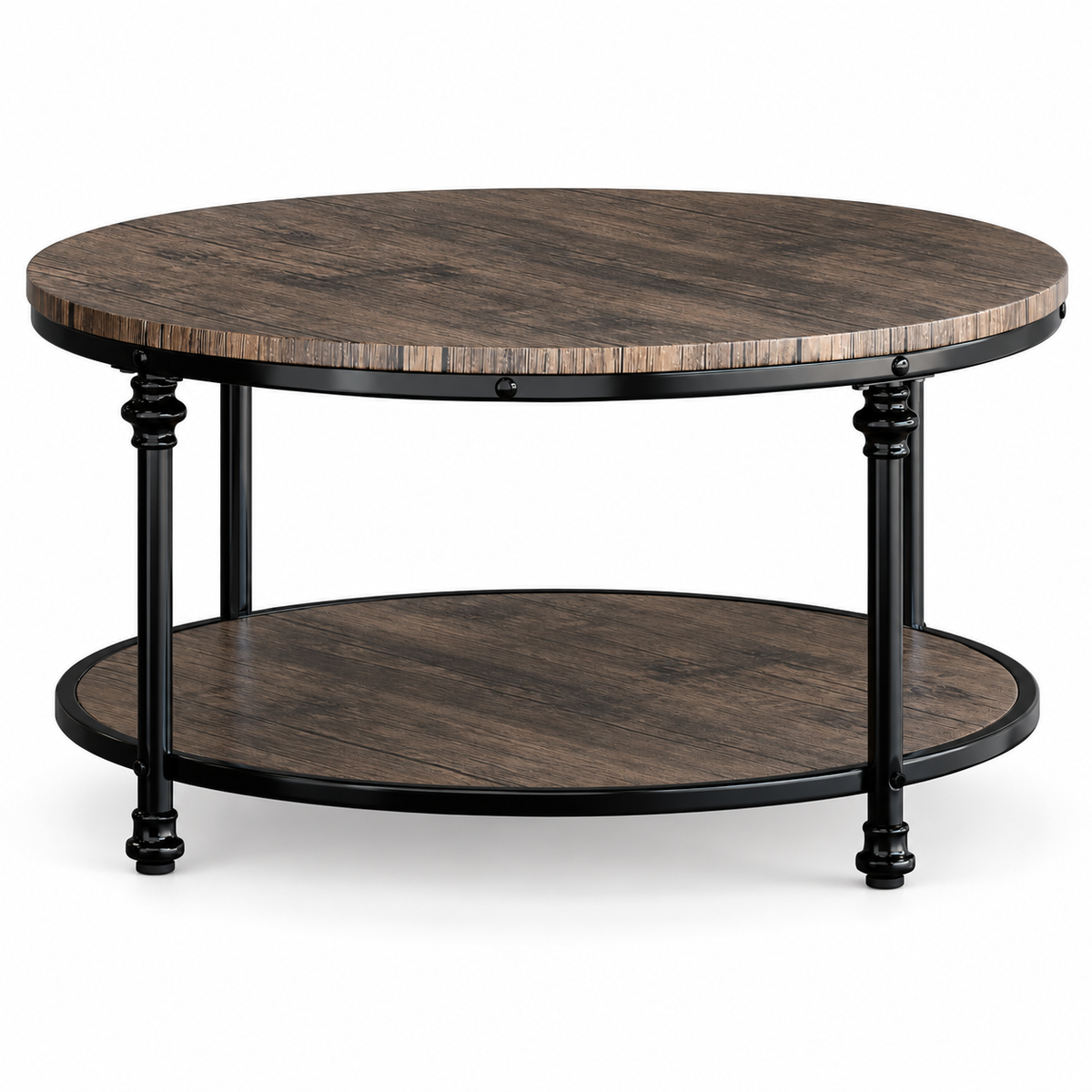 Table basse ronde Tournée 78 cm effet bois rustique vue produit sans texte